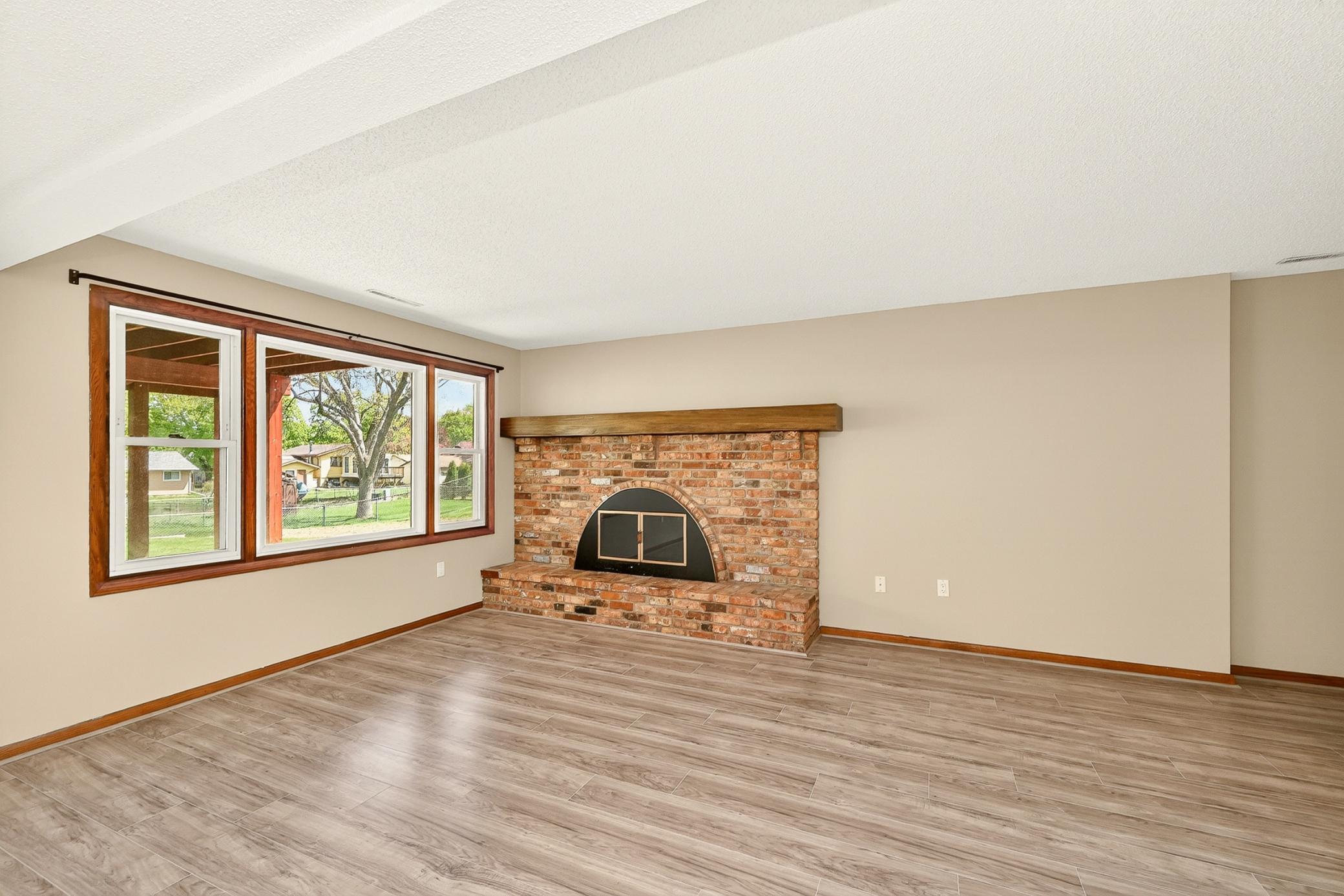 Basement wood burning fireplace