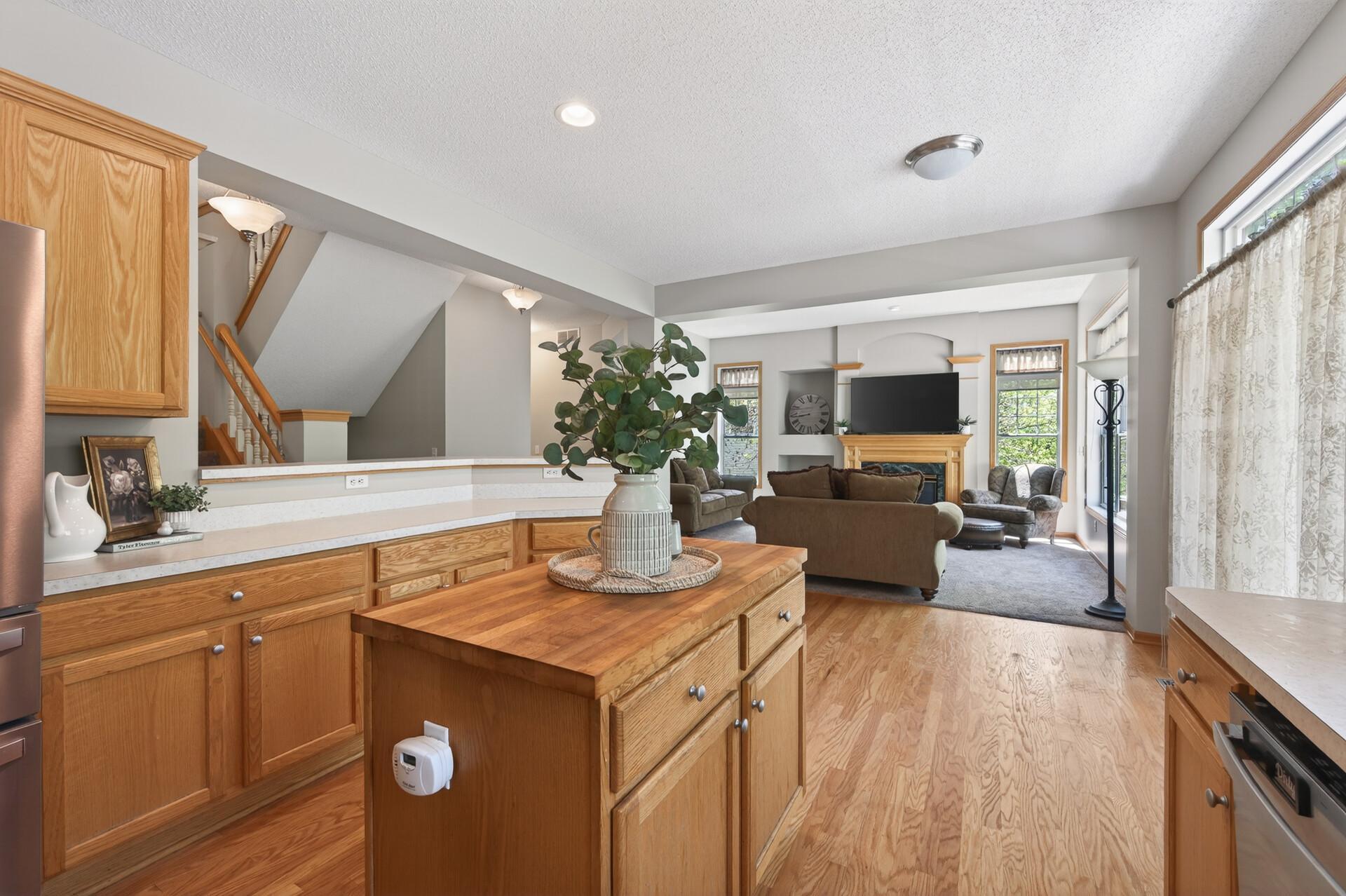 Open-concept kitchen overlooking the family room, ideal for entertaining and everyday living.