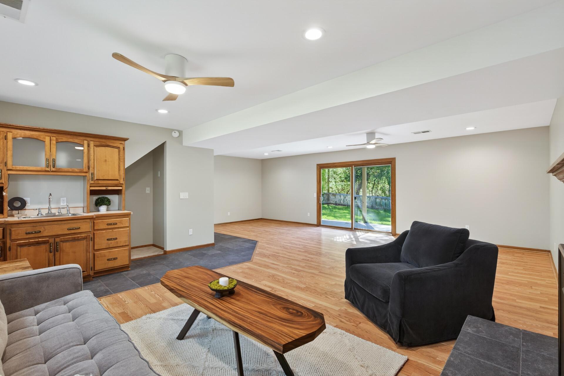 Lower Level Family Room with Walk-Out Sliding Glass Door