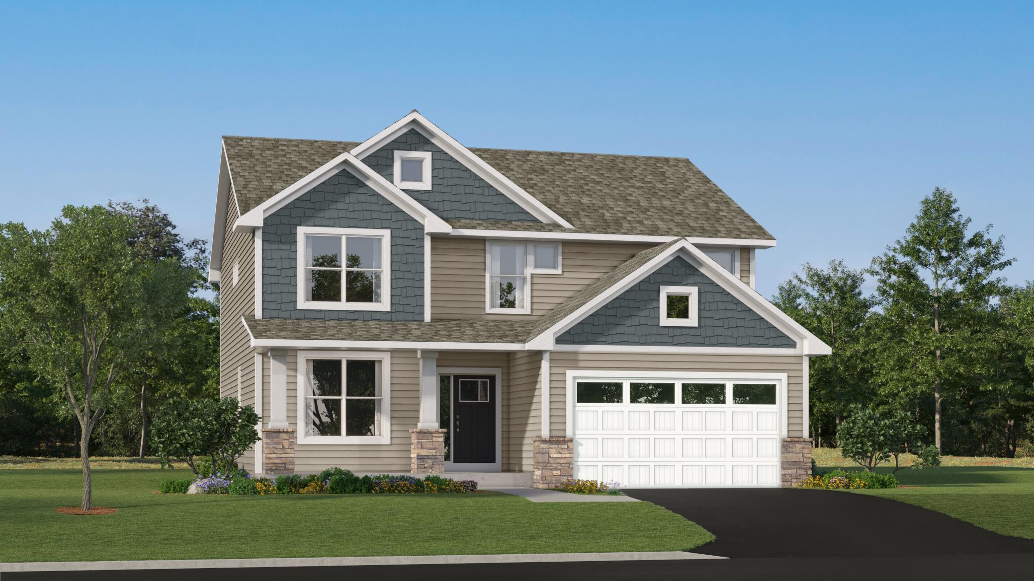 (Exterior rendering, actual home's finishes will vary.)