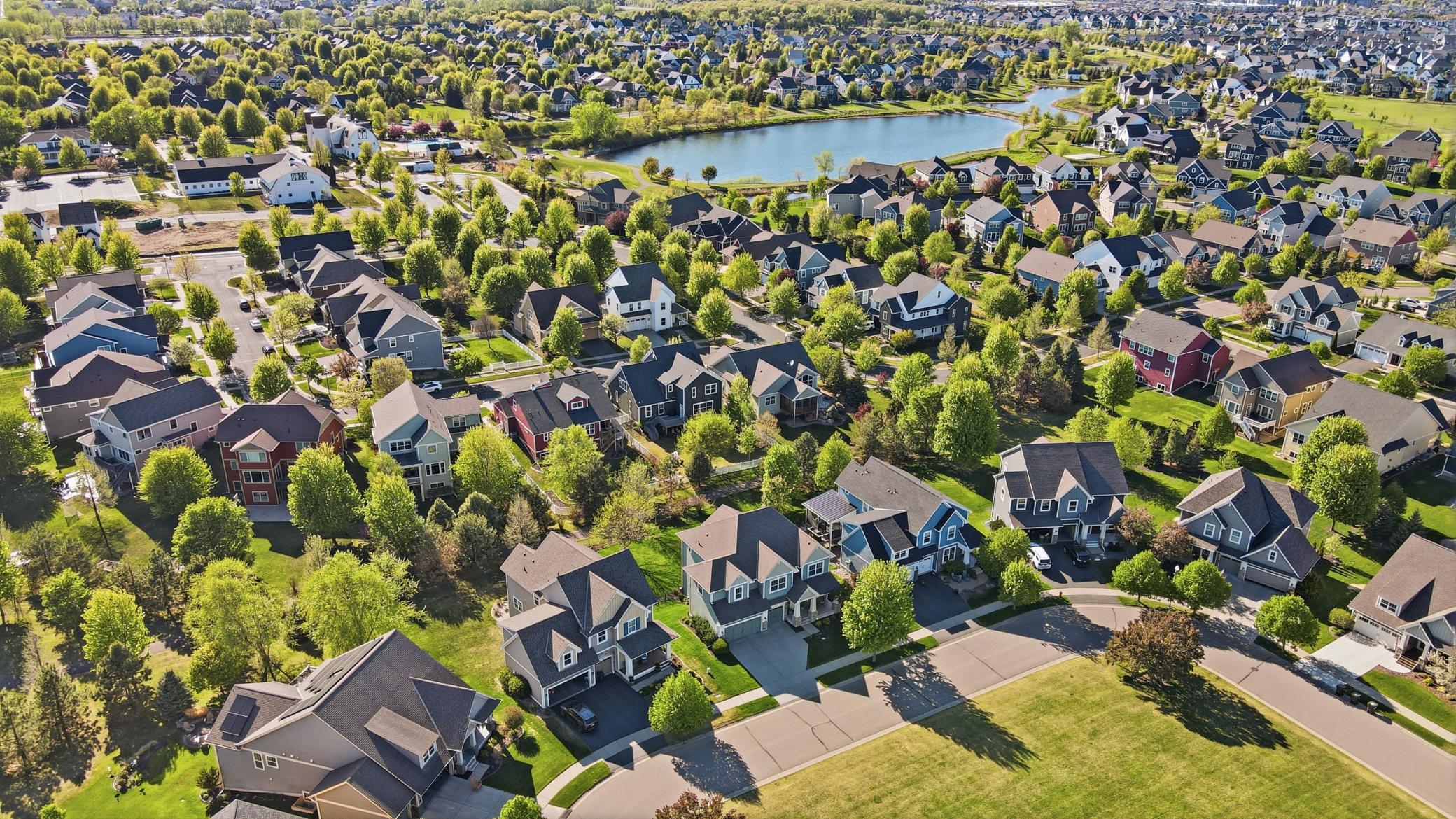 Aerial view of 16885 Diamonte Way showcasing the neighborhood setting