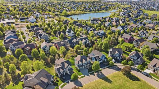 Aerial view of 16885 Diamonte Way showcasing the neighborhood setting
