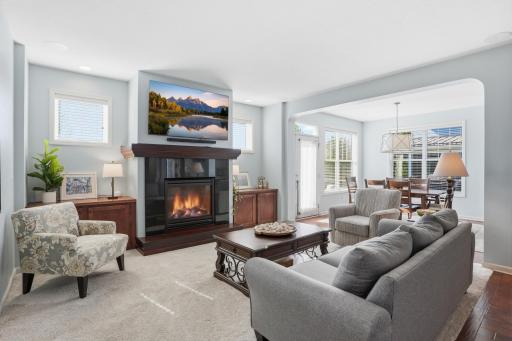 Cozy up around the stunning gas fireplace centerpiece.