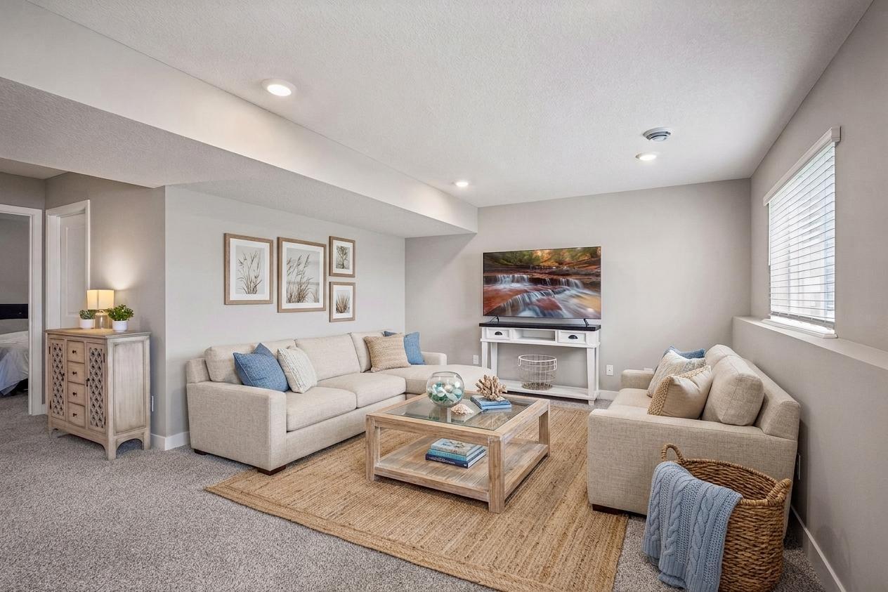 Virtually Staged Lower Level Family Room