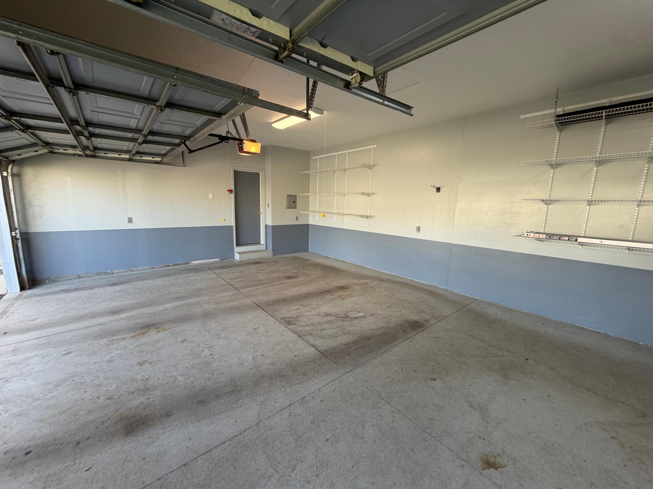 Garage was fully sheetrocked, finished with knockdown ceilings in 2018