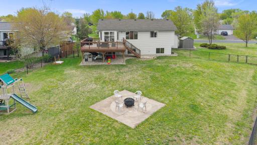 Fenced backyard is a great space for kids & pets