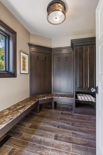 En-suite bathroom and bench space for hot tub room
