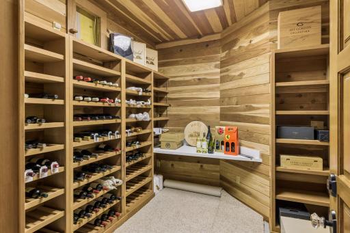 Ceder wine cellar in the movie theater room