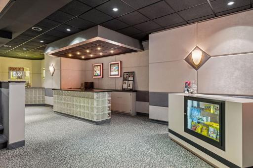 Concession stand in the back of the theater room