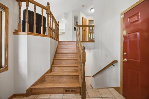Inviting entry features tile floors to make daily living easy.