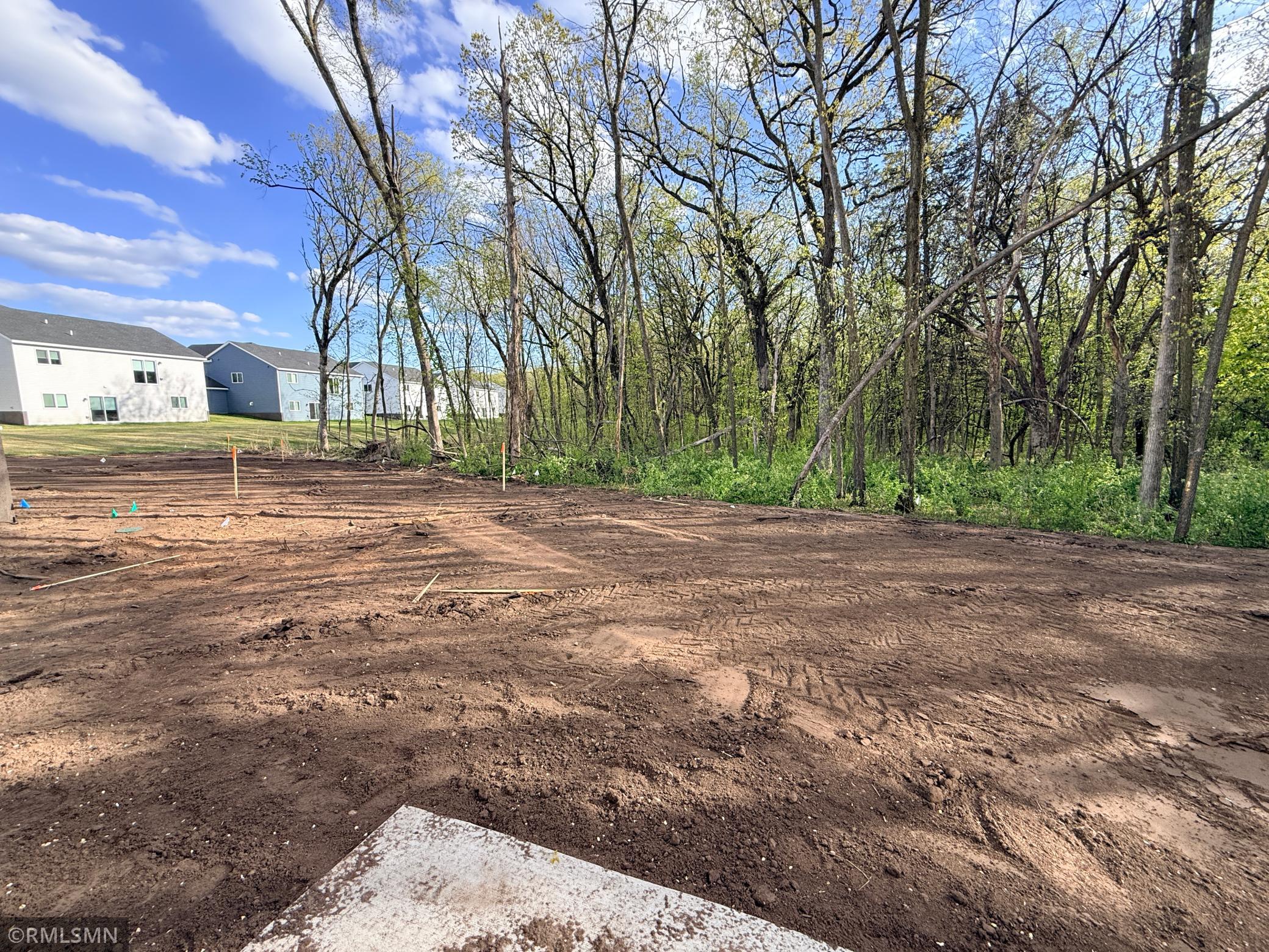 The backyard will have sod and irrigation but the treed area is also part of this huge lot - the wooded section extends over 100 feet farther - please see supplements for lot survey to see a bigger picture of the lot size and shape.