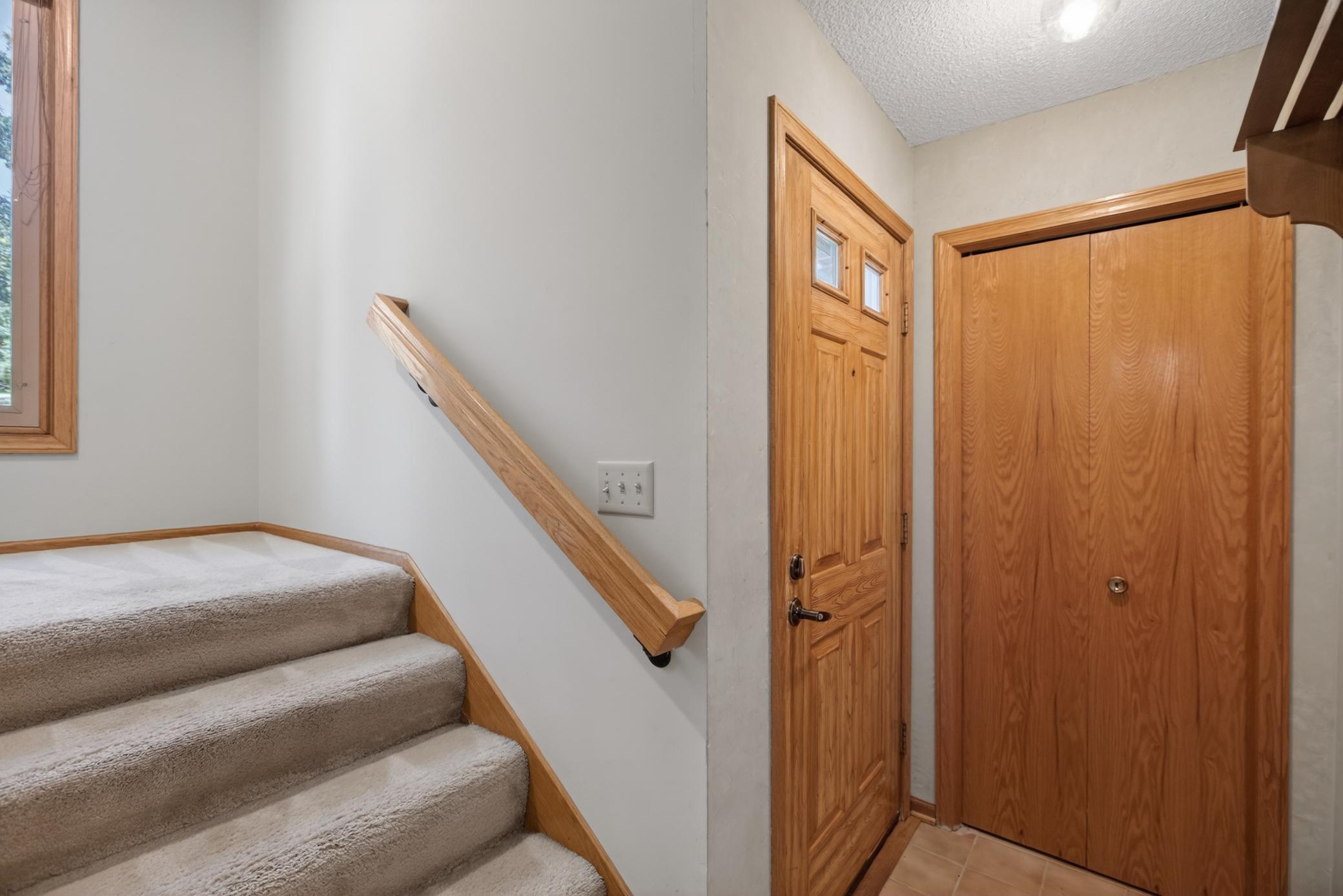 Private entrance with dedicated front entry space, with 2 closets