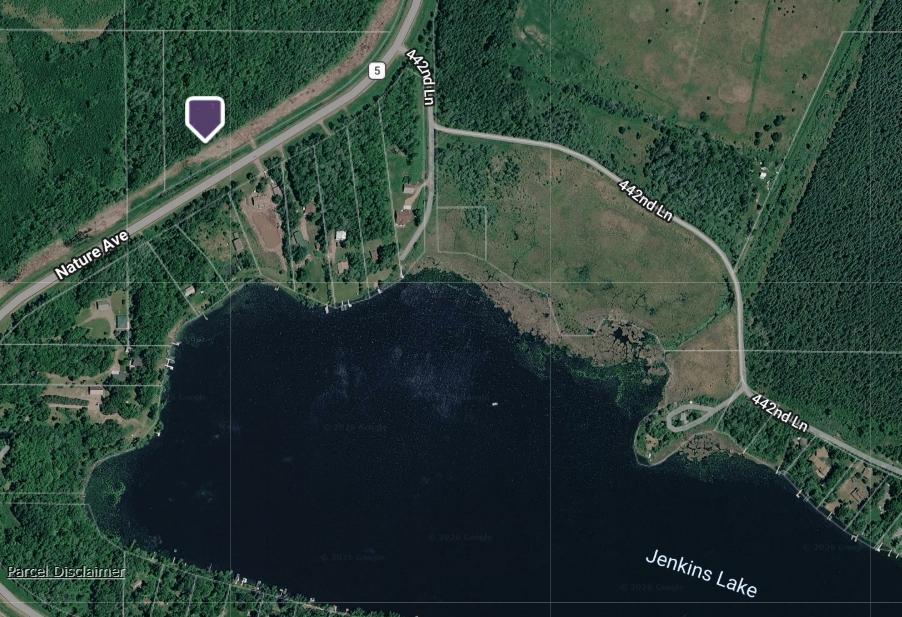 Aerial view of the property with Jenkins Lake just to the south