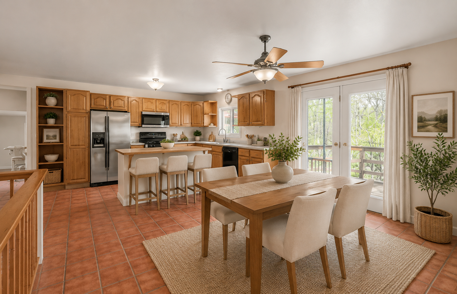 Virtually staged kitchen:dining