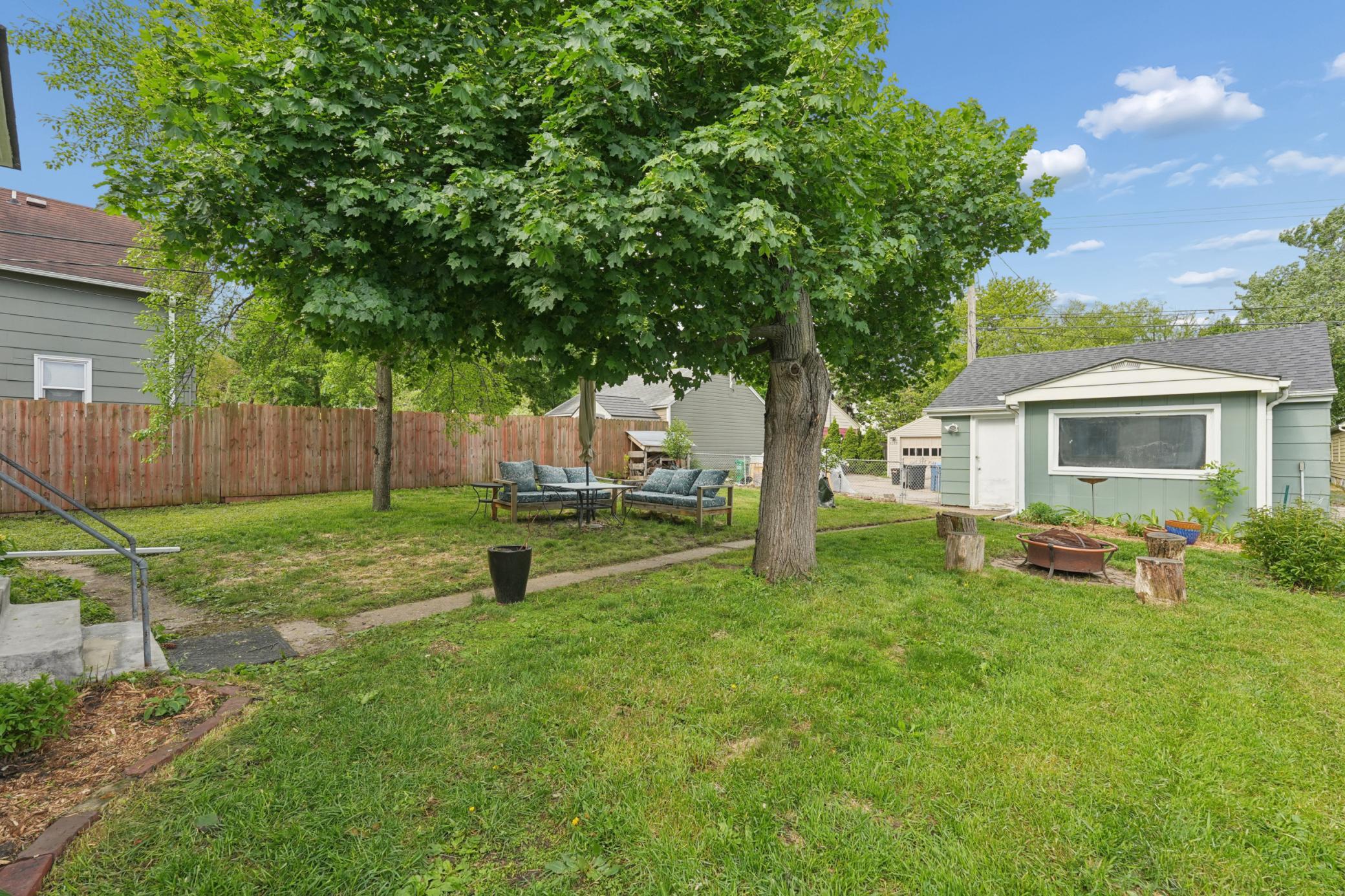 Large, fenced back yard