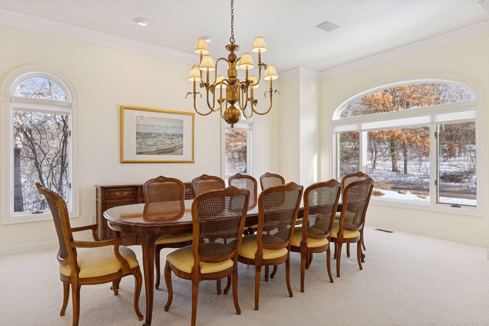 The generous scale of the formal dining room makes this an ideal setting for hosting dinners, celebrations, and holiday meals without feeling crowded