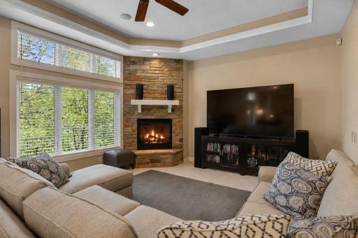 Family room sitting area with gas fireplace
