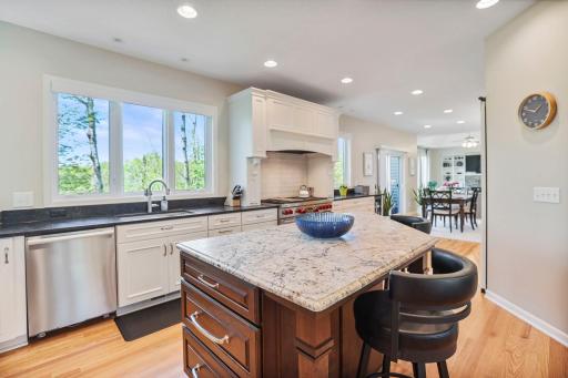 Eat-in kitchen island with extra storage space