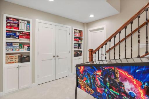 Huge basement landing with 2 very large storage areas