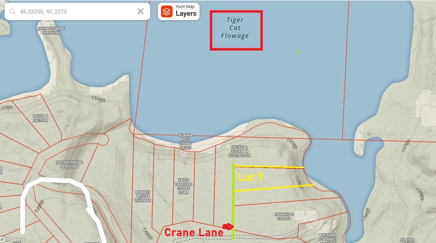 1.6 acres on Crane Lane , Tiger Cat Flowage TOPOGRAPHY MAP.JPG