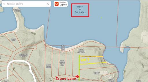 1.6 acres on Crane Lane , Tiger Cat Flowage TOPOGRAPHY MAP.JPG