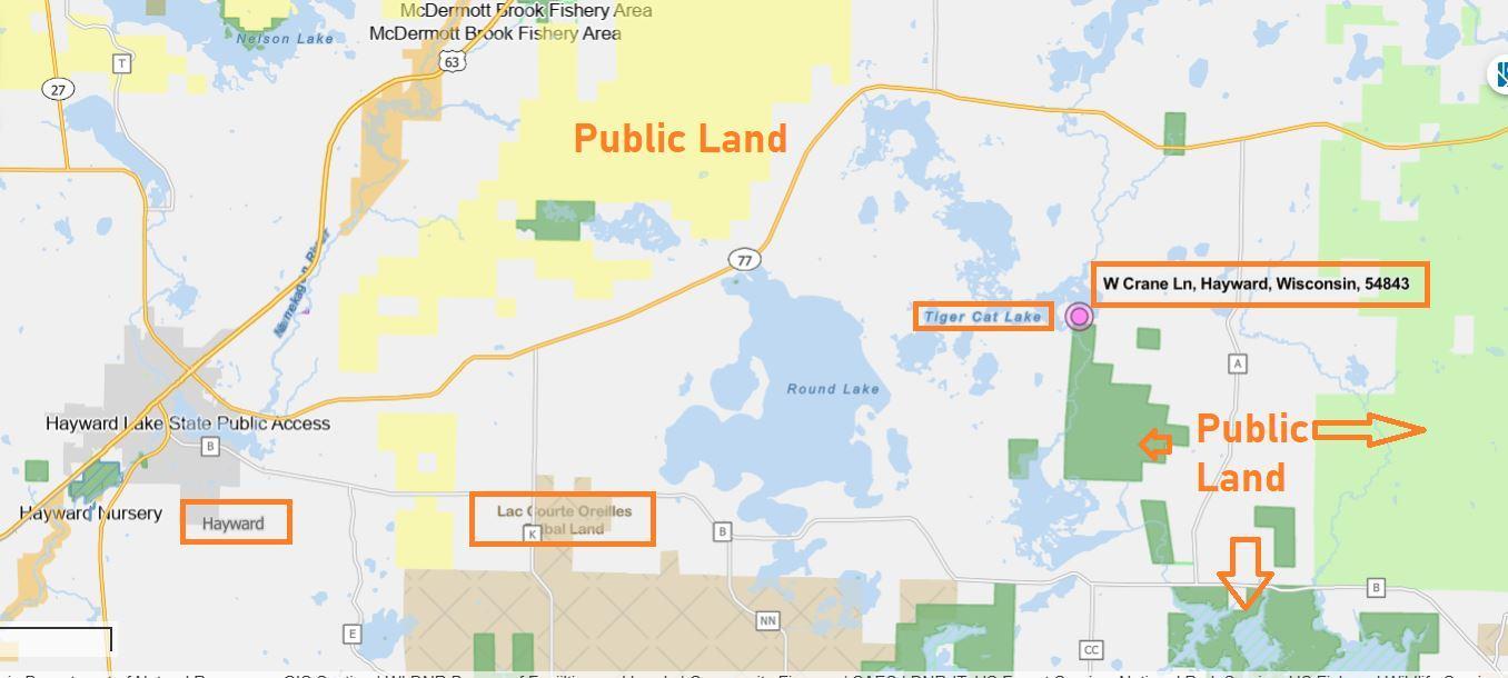 1.6 acres on Crane Lane , Tiger Cat Flowage WI DNR Public Access Land.JPG