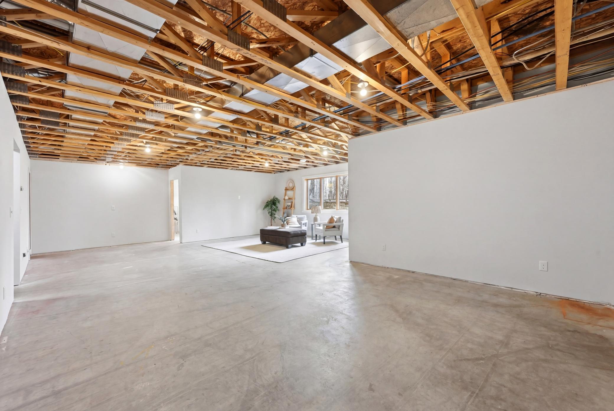 Basement Family Room ready for finishing touches