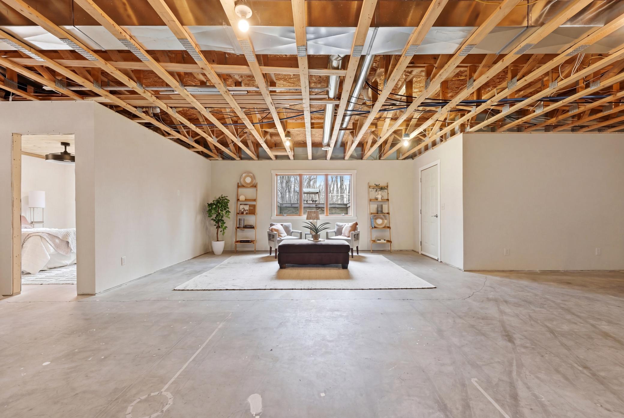 Basement Family Room ready for finishing touches