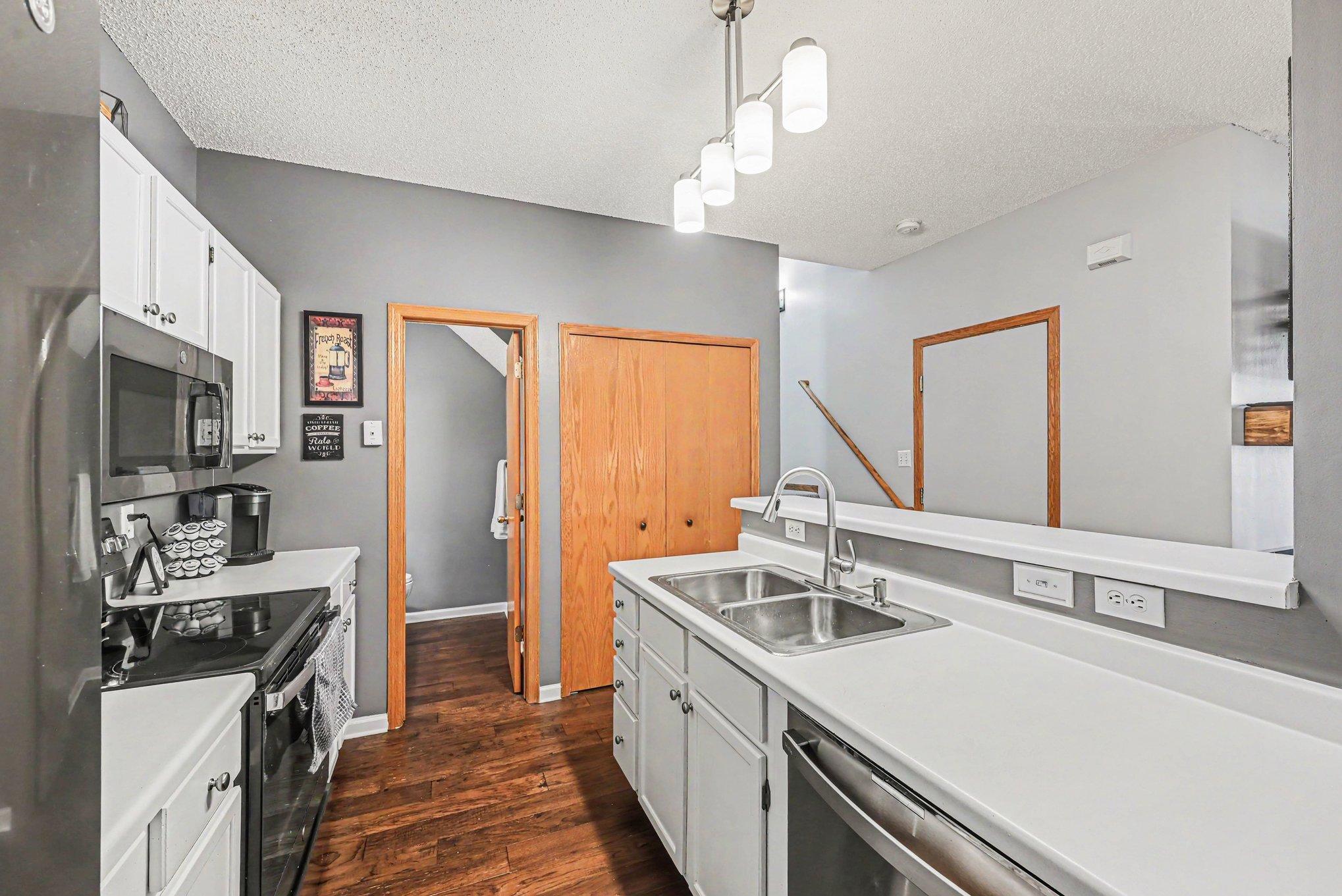 Kitchen has a large walk-in panty