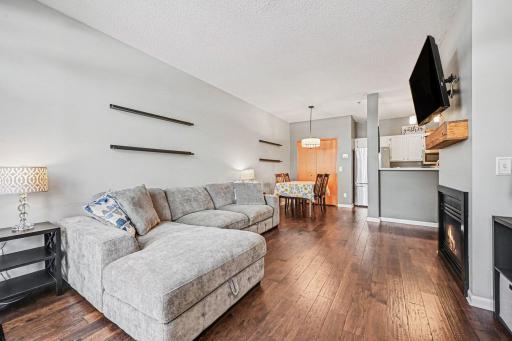 Light and Bright unit with gleaming engineered flooring.