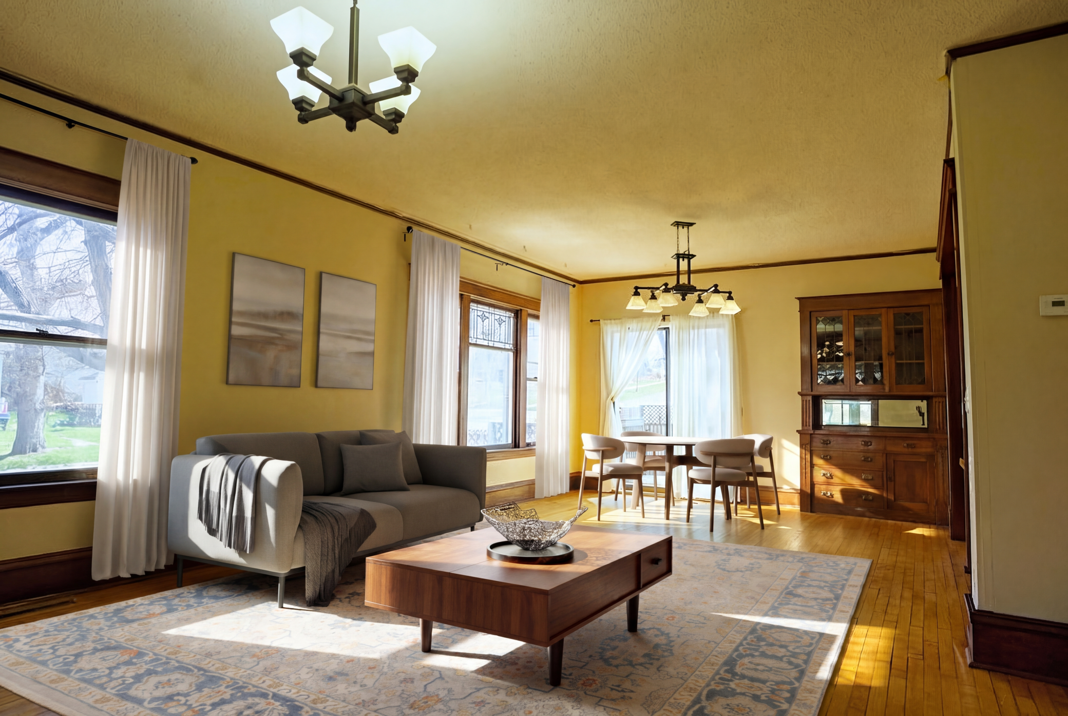 living room to dining room
