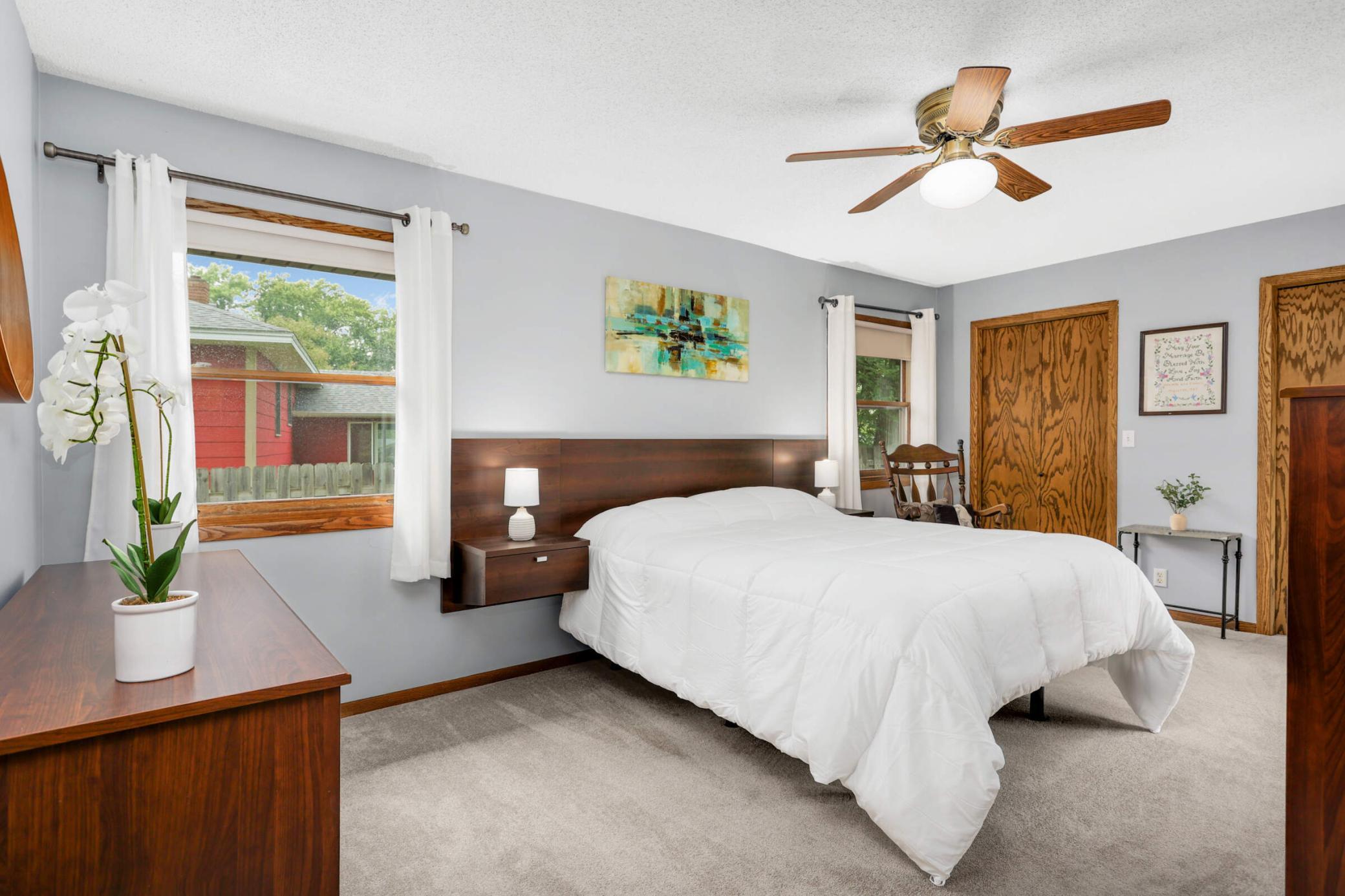 Spacious primary bedroom retreat offering comfort, privacy, and plenty of room to unwind at the end of the day.