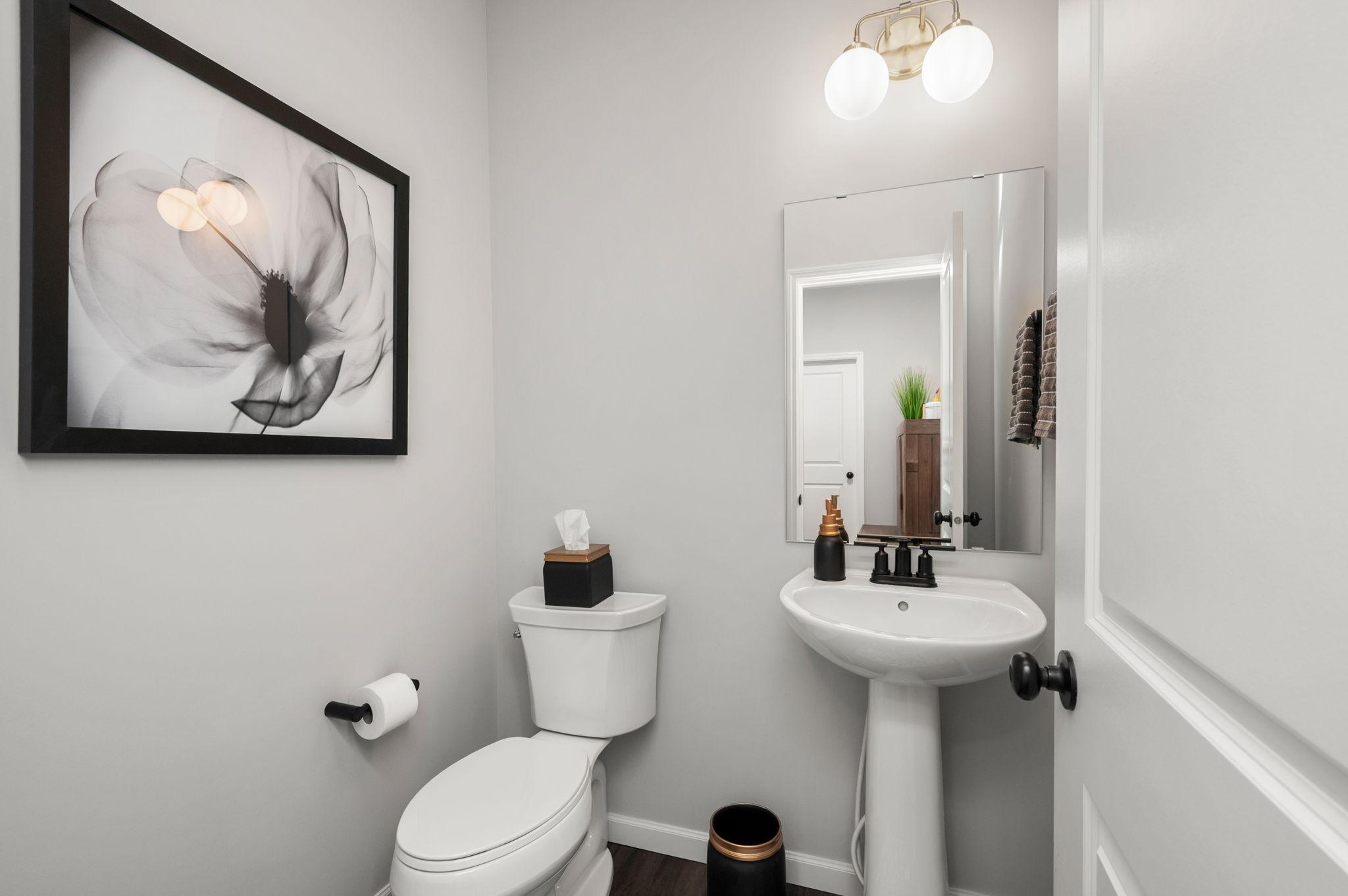 1/2 bathroom on main level for your guests