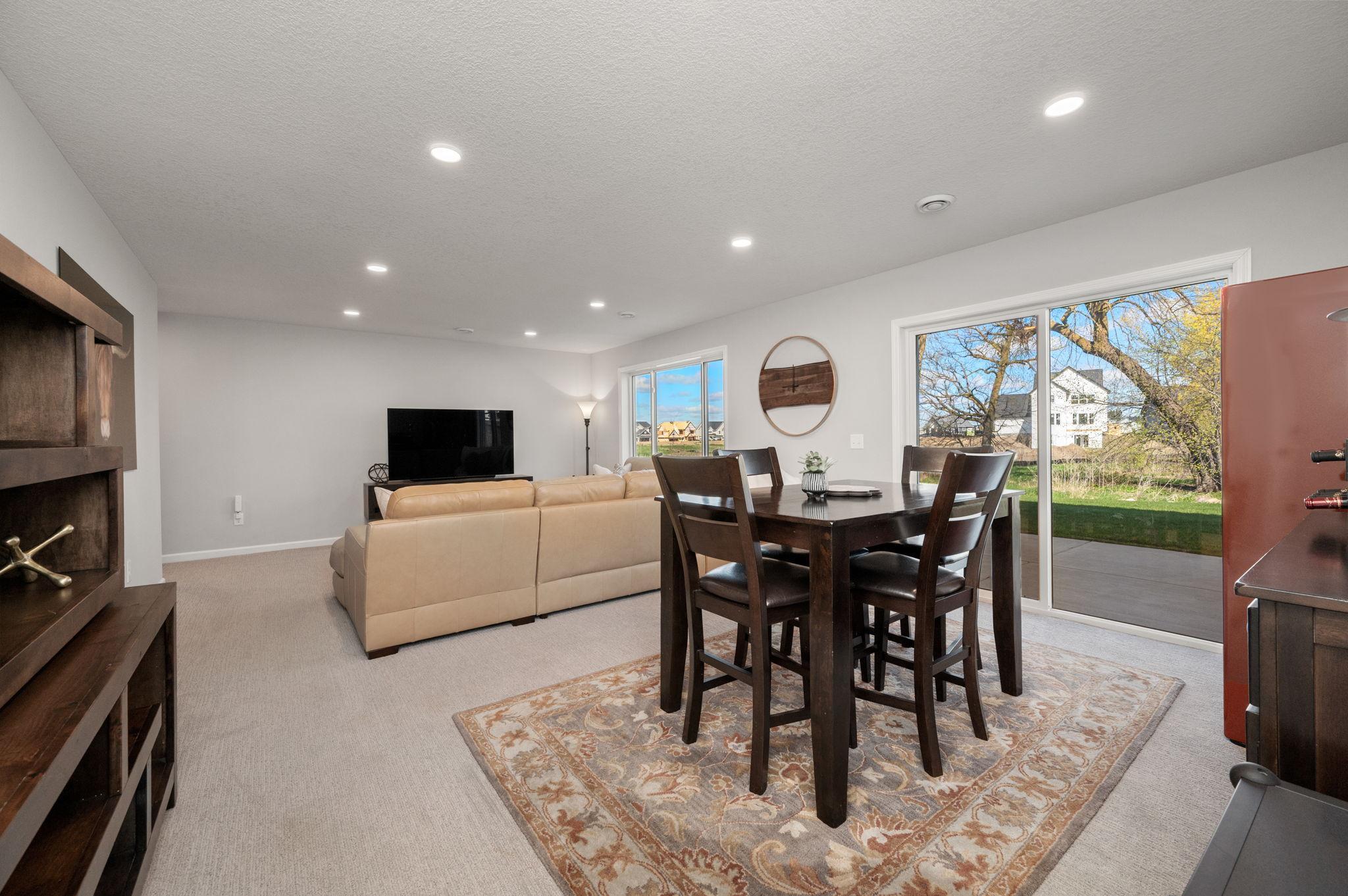 Walkout lower level game room area off family room