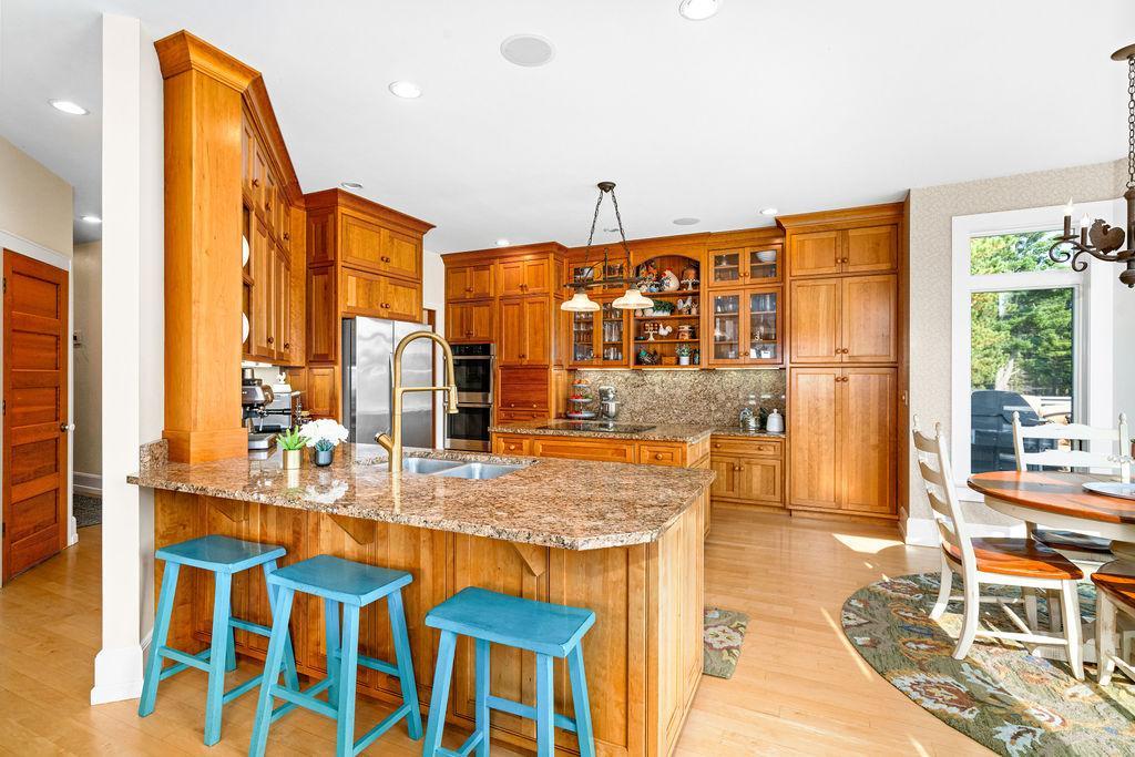 Custom, floor to ceiling maple cabinetry.