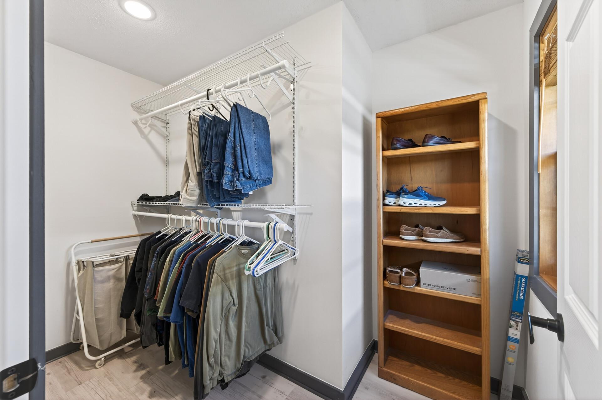 Primary bedroom has a walk-in closet