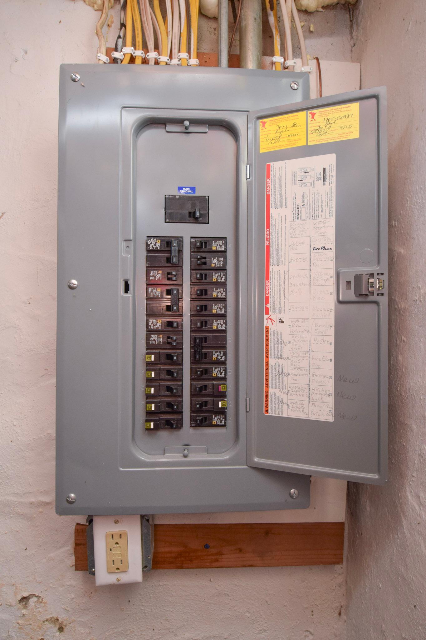 Updated electrical service.