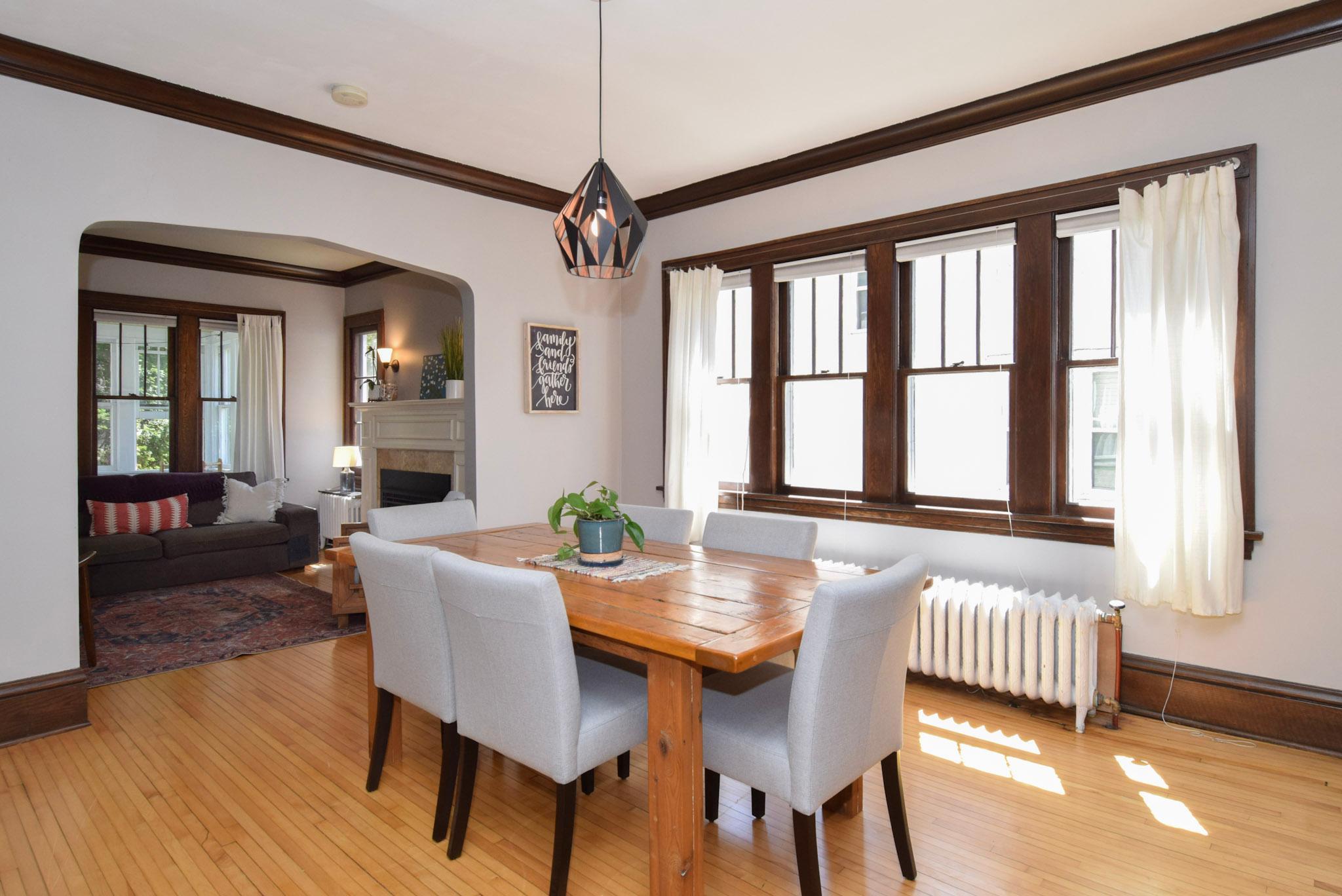 The dining room can accomodate a large table-- room for everyone!