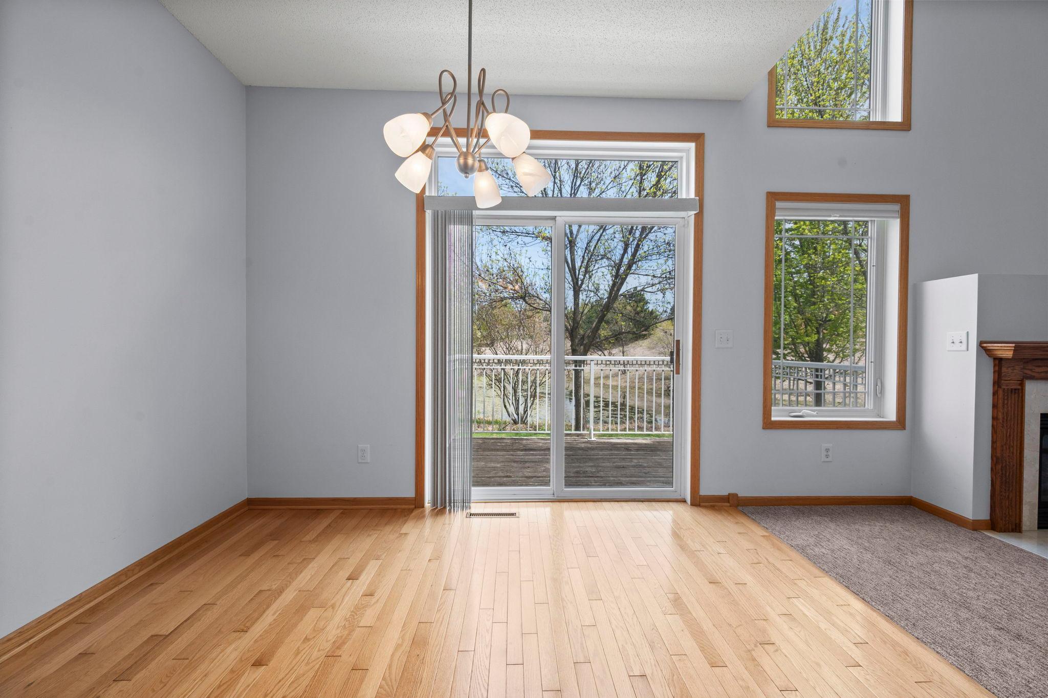 The sliding glass doors in the dining area provide easy access to outdoor entertaining on the deck.