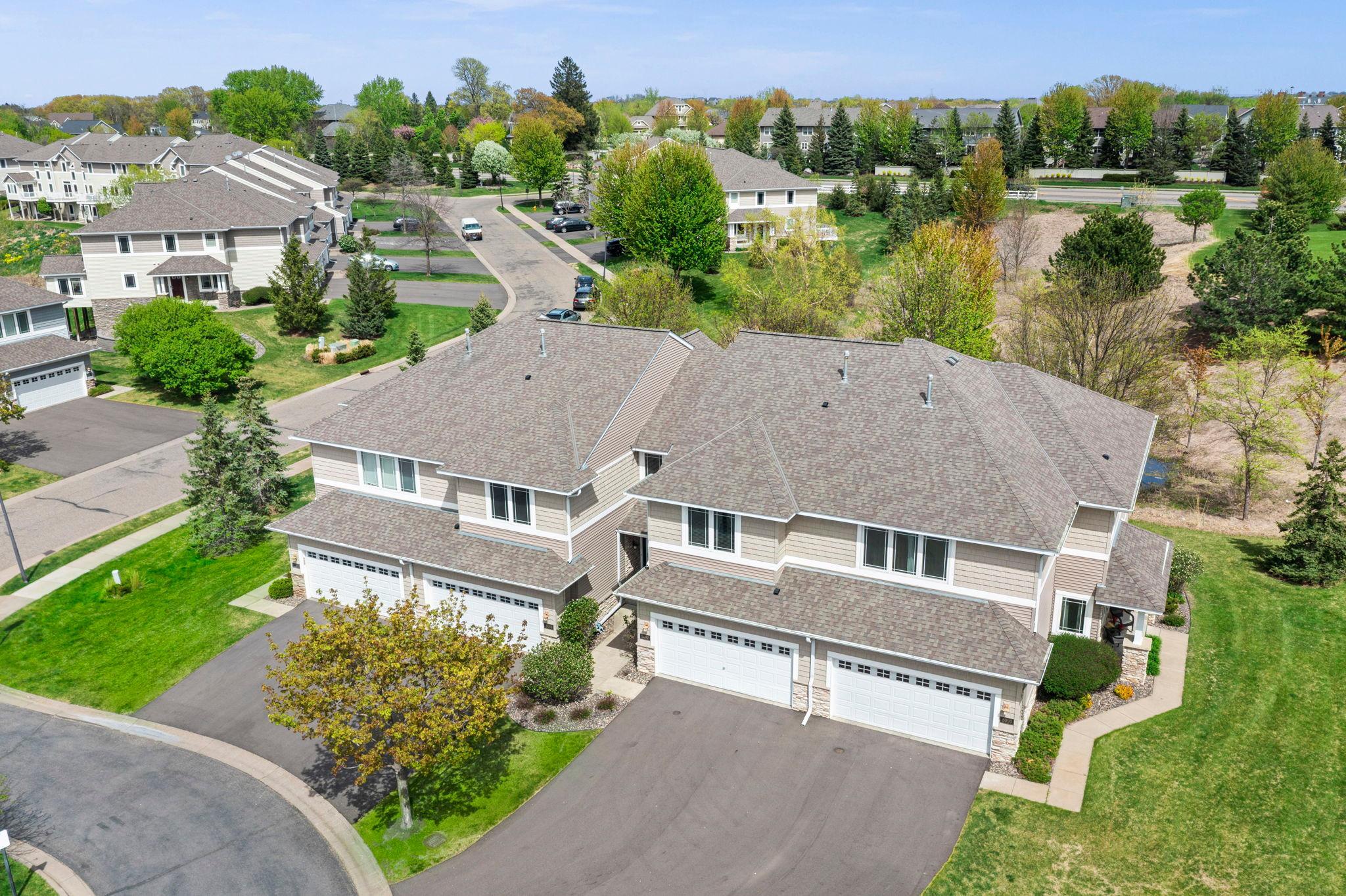 Overhead shot illustrating the property's orientation within the quiet residential loop.