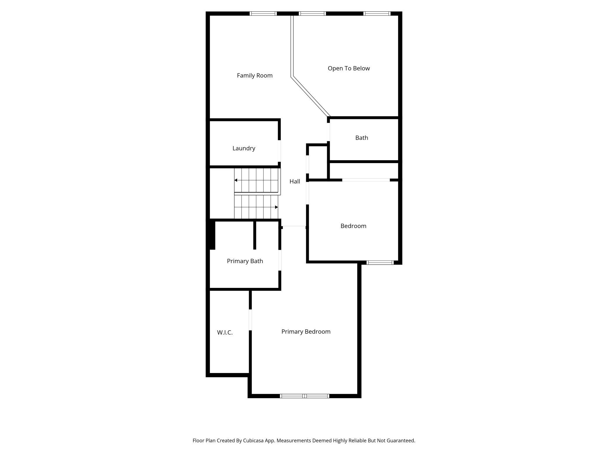 Clean 3rd-floor layout illustrating the bedroom arrangements and upper-level family room.
