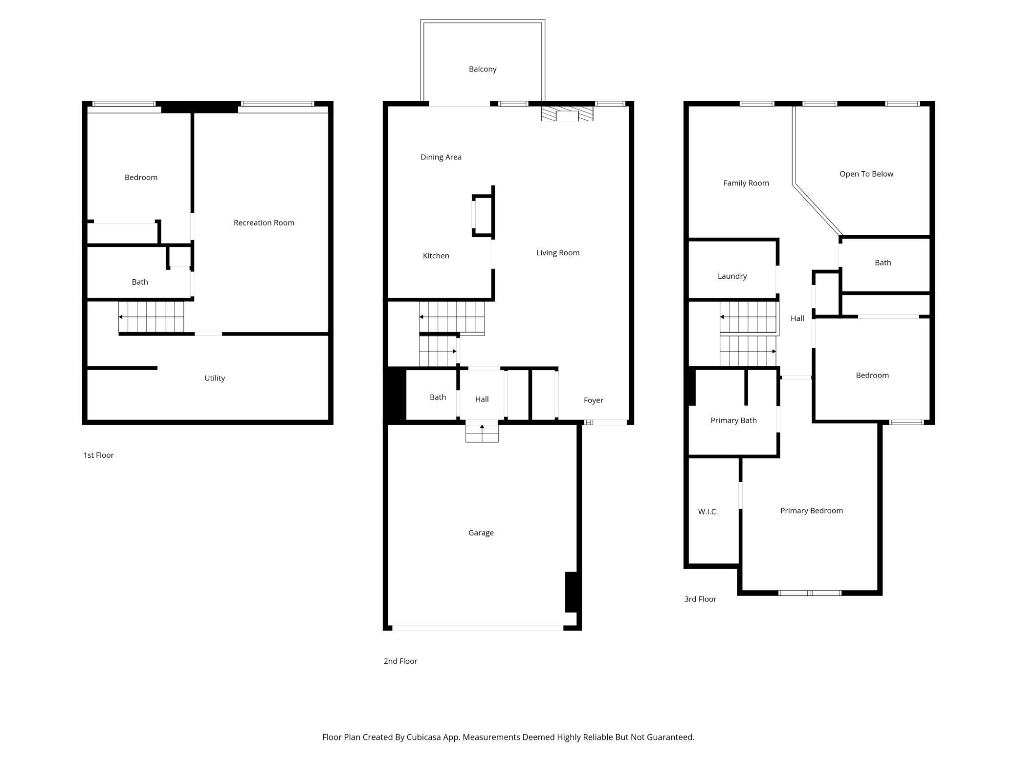Combined multi-level overview displaying the complete flow of the residence from the garage to the primary suite.