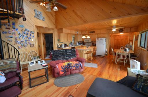 Hardwood floors and tongue and grove knotty pine throughout