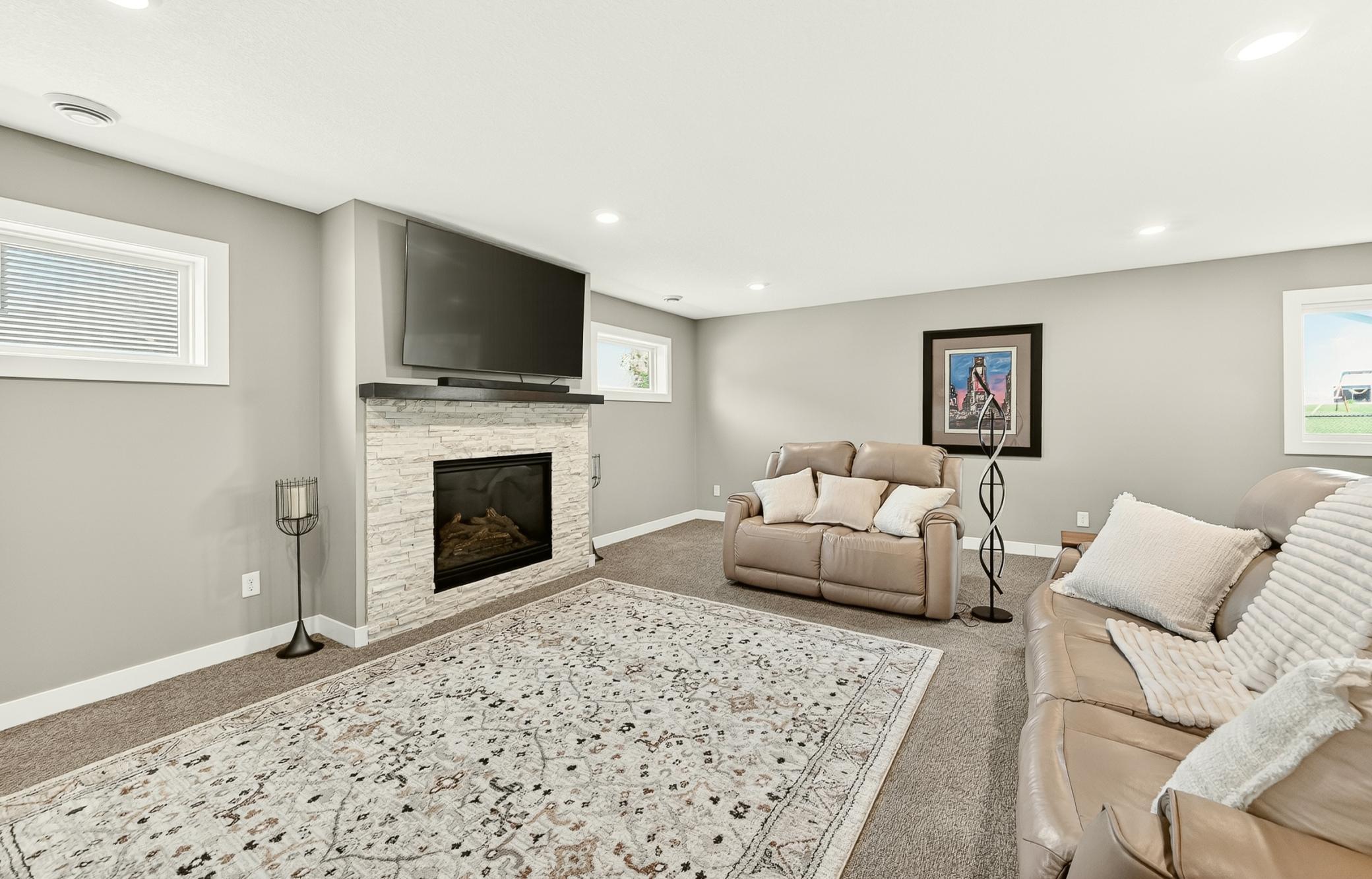 Family room with fireplace