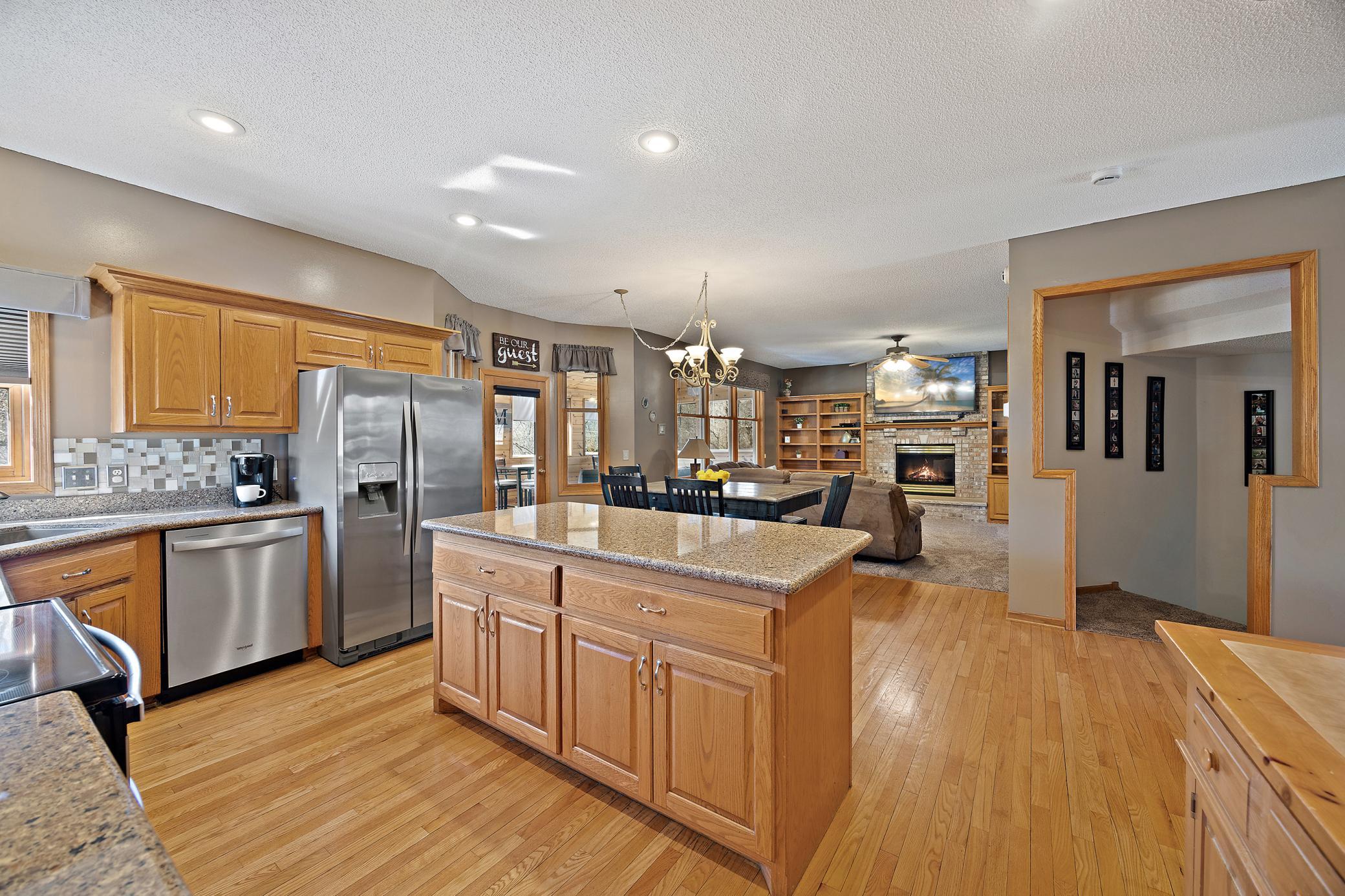 Open concept kitchen into living room