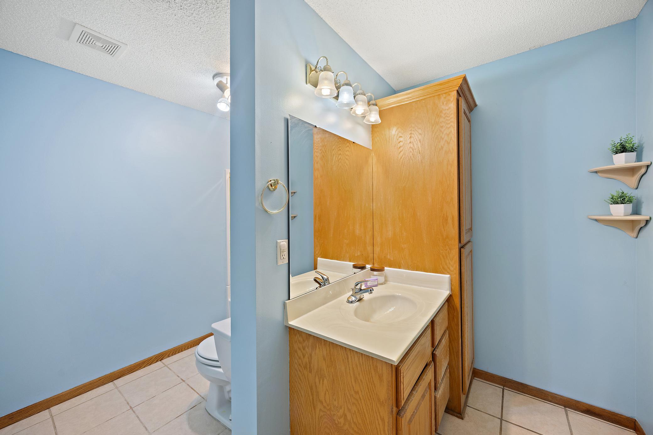 Lower level bathroom off of the bedroom