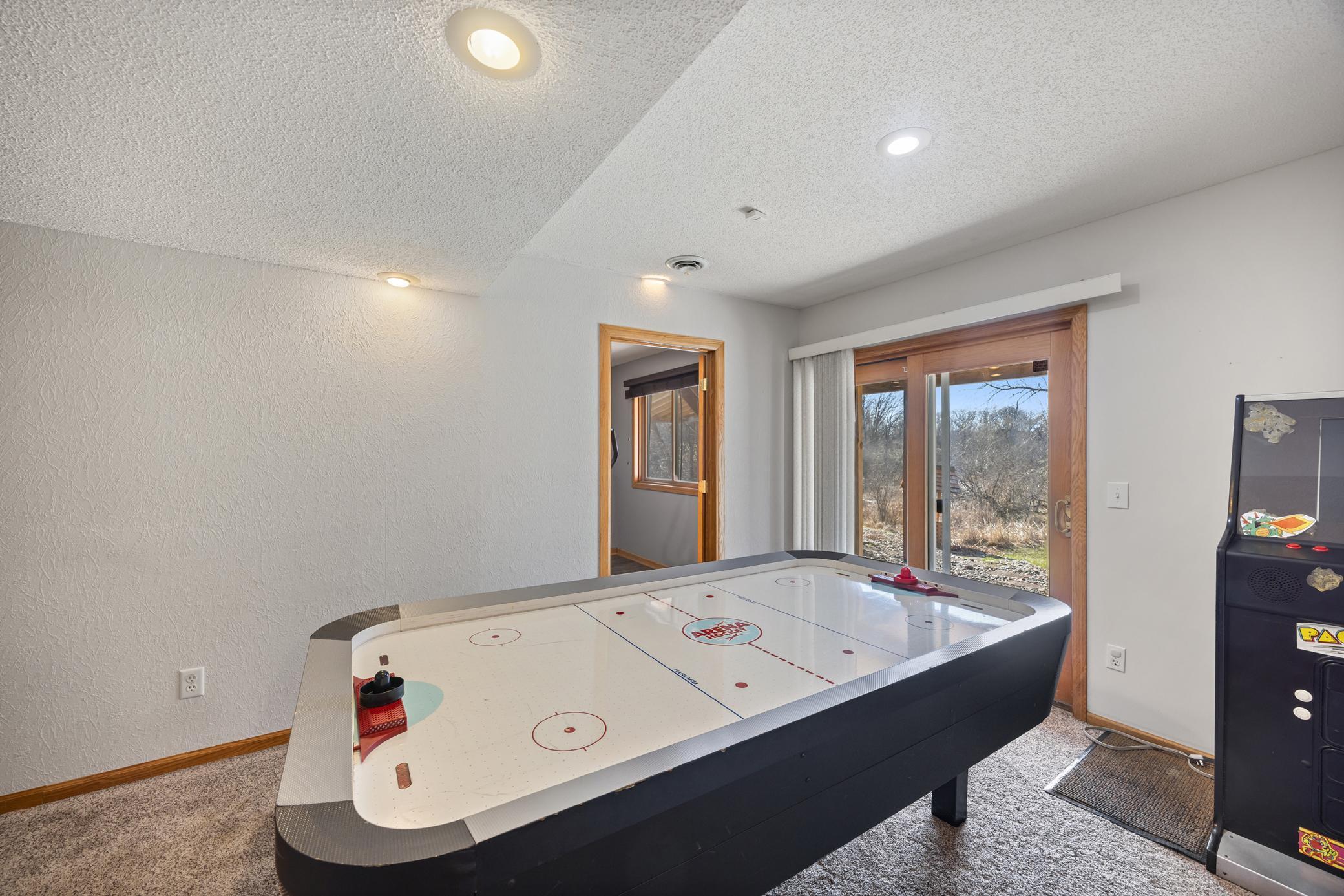 Game room in the lower level