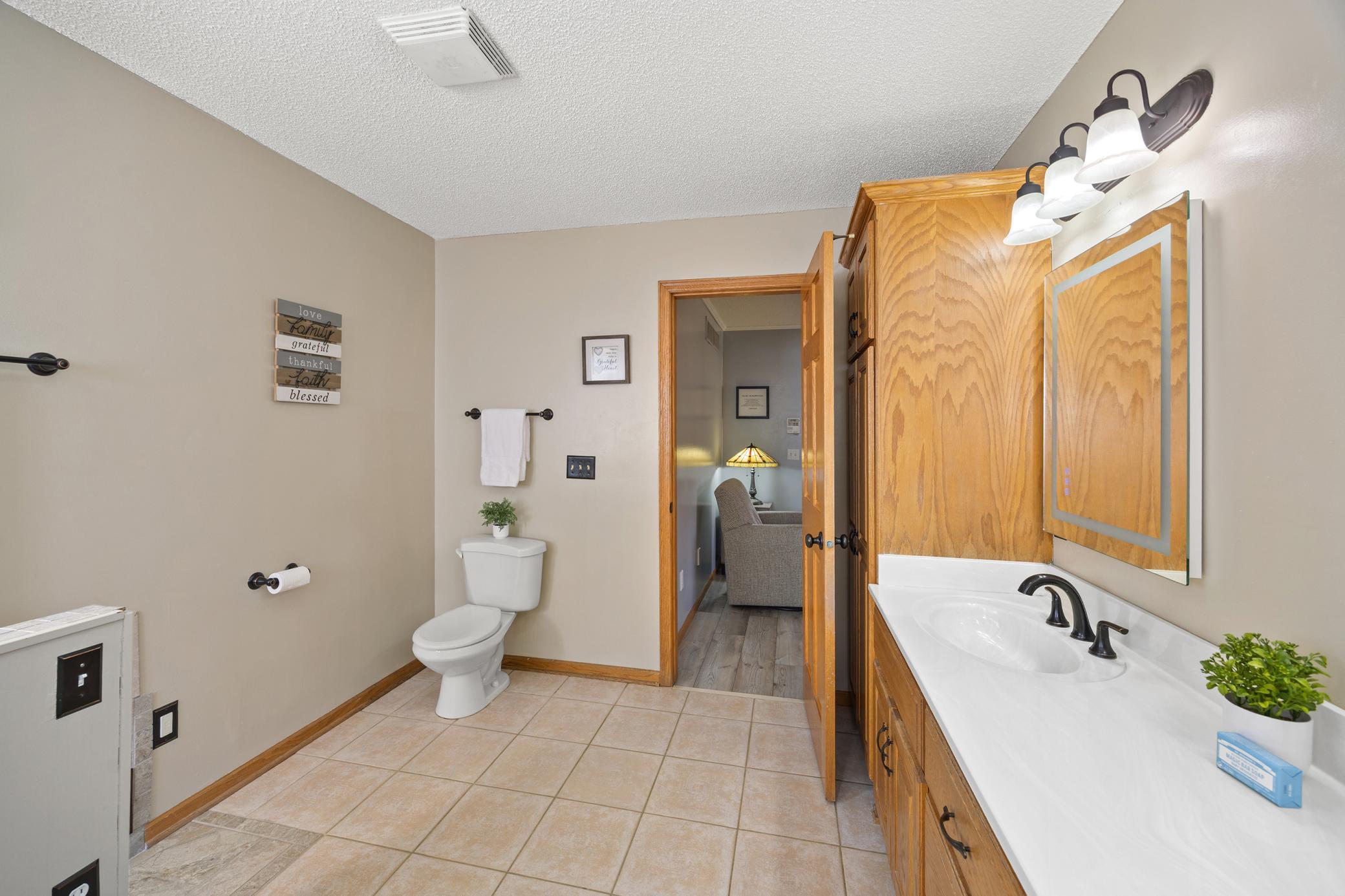 Bright and open primary bathroom