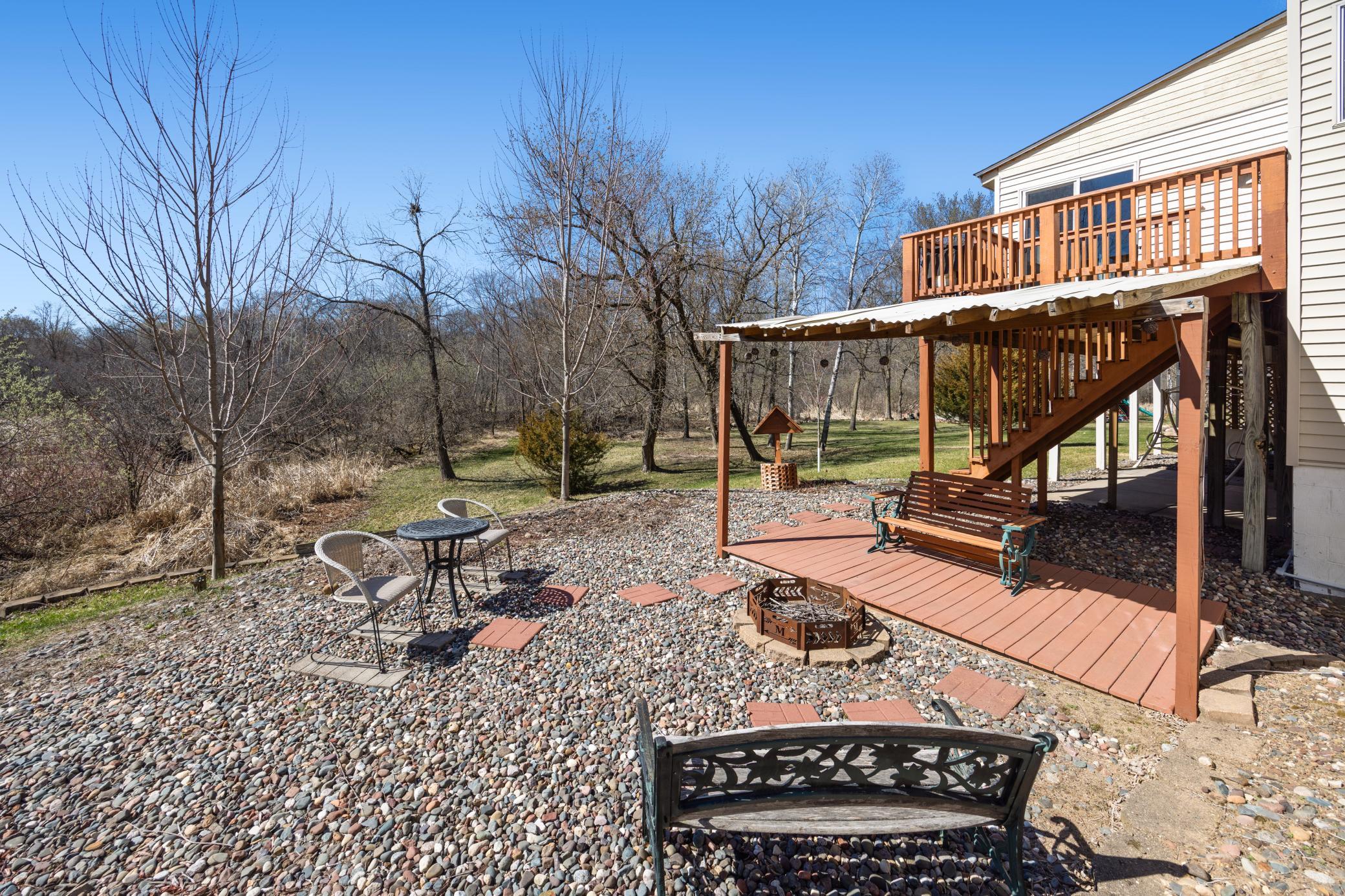 Private backyard firepit area