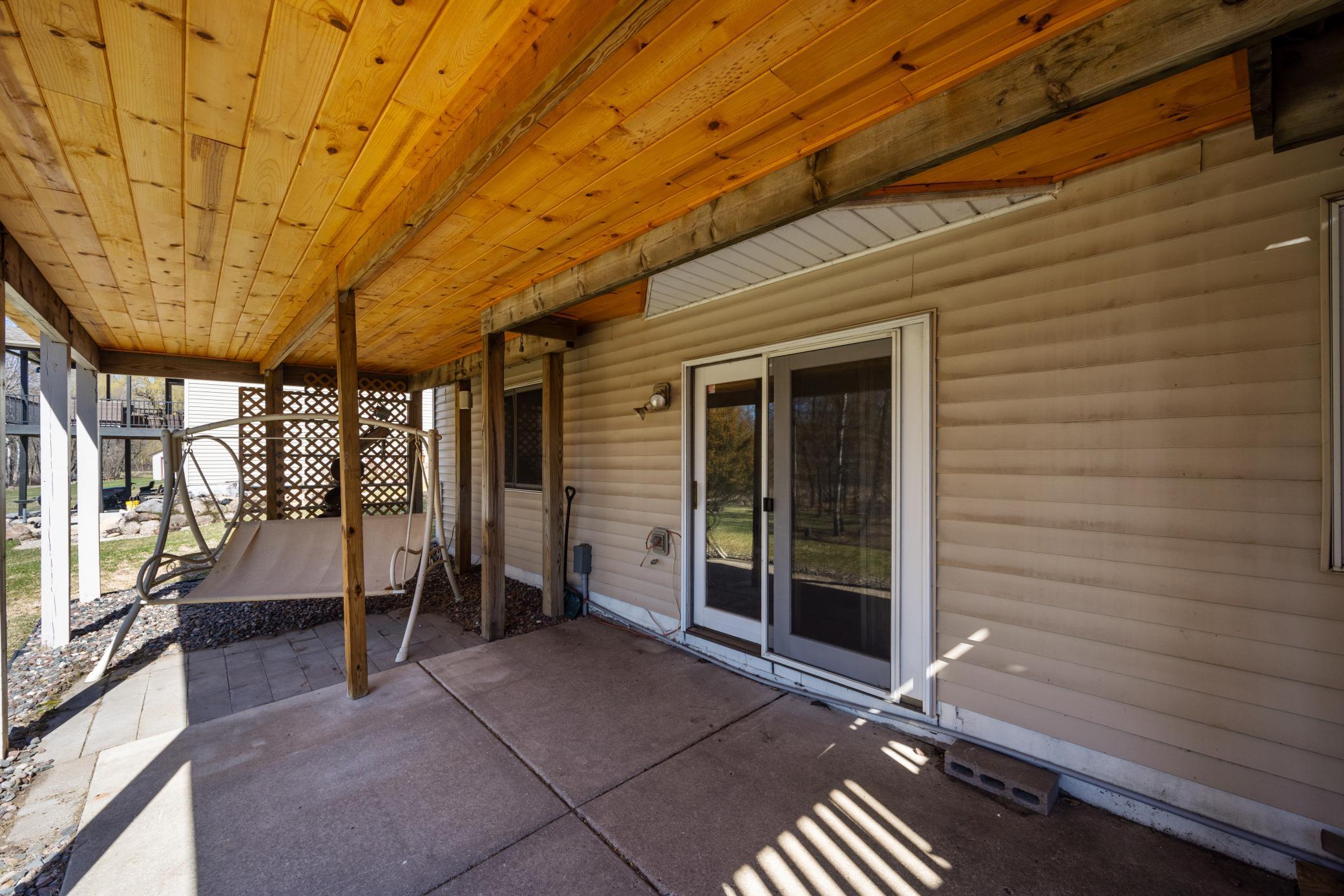Covered patio in the backyard